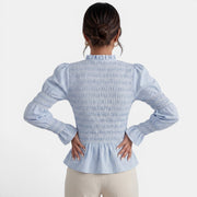 Camisa Mujer Cuadros Entallada Azul