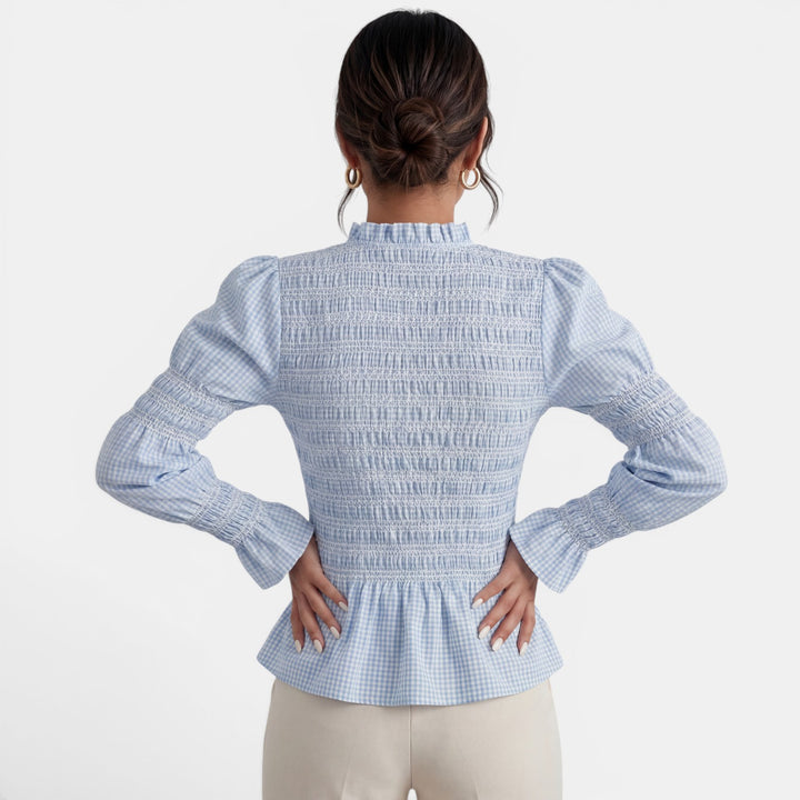 Camisa Mujer Cuadros Entallada Azul