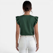 Camisa Mujer Volantes Botones Frontales