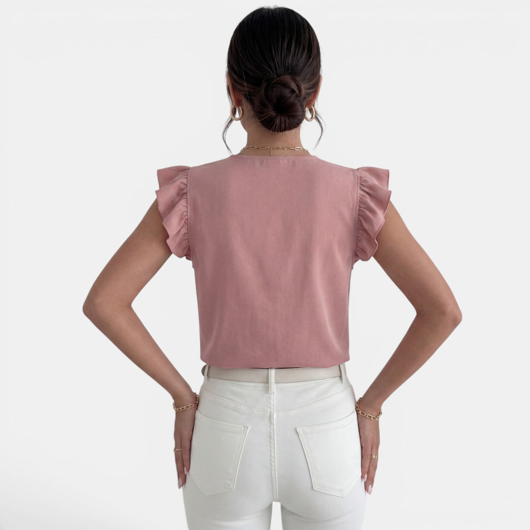 Camisa Mujer Volantes Botones Frontales