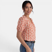 Camisa Roja Floral Mujer