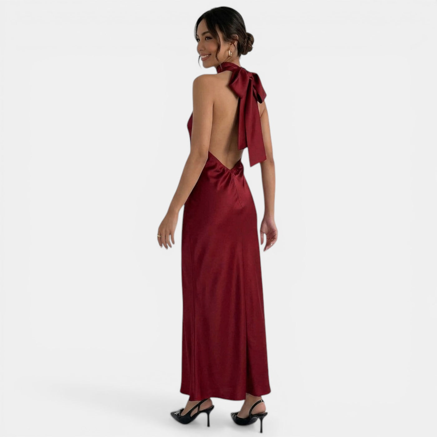 Women's Fitted Halter Maxi Dress