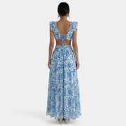 Floral Maxi Ruffle V-Neck Dress
