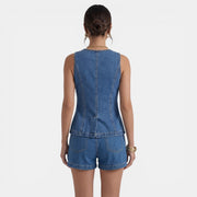 Conjunto Denim Mujer Chaleco y Shorts