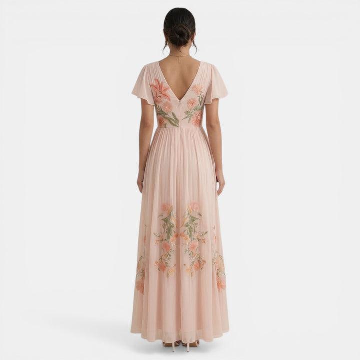 Vestido Maxi Floral Mujer Cuello V