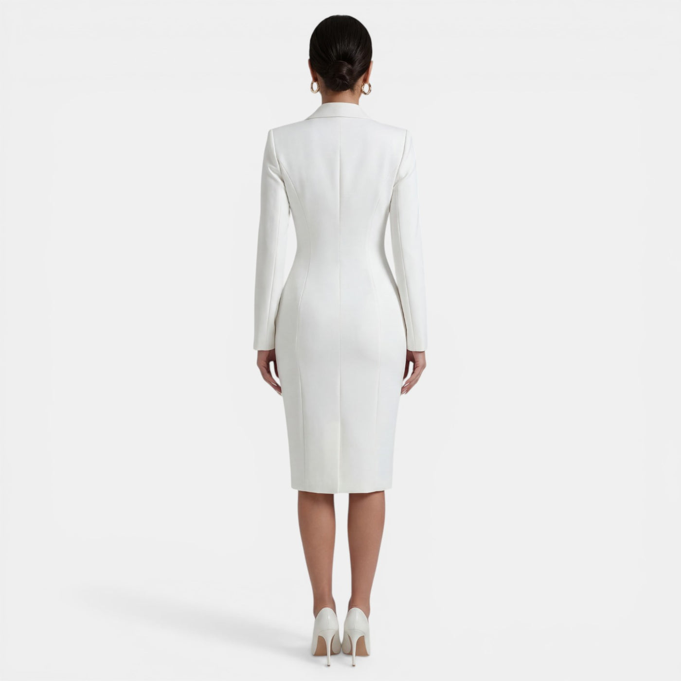 Vestido Midi Mujer Elegante – Vestido Blazer Entallado Botonadura Simple