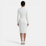 Vestido Midi Mujer Elegante – Vestido Blazer Entallado Botonadura Simple