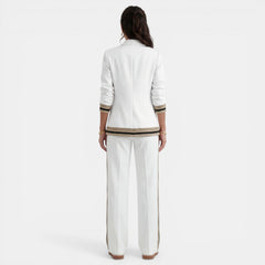 Women's Blazer and Wide Leg Pants Suit - Tailored 2-Piece Set