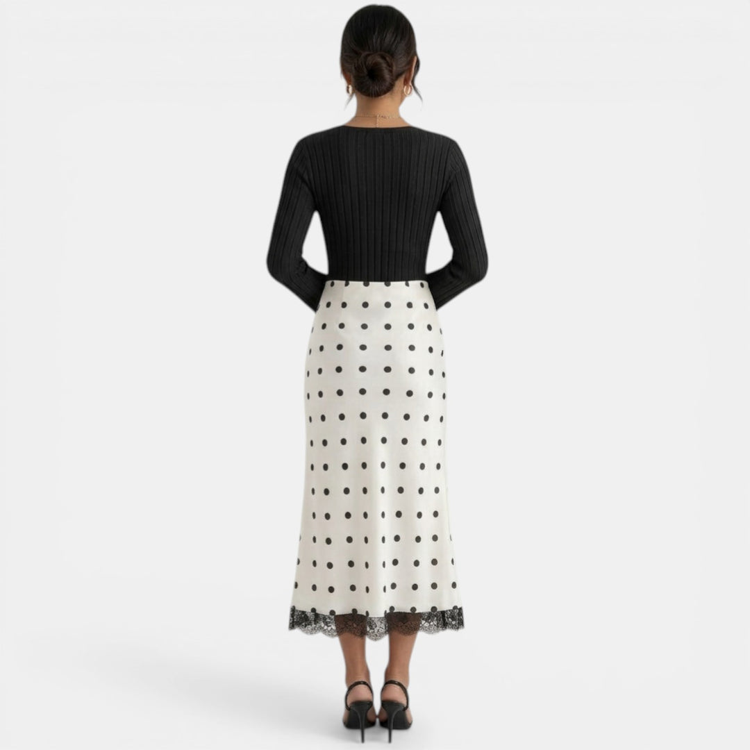 White Polka Dot Skirt for Women