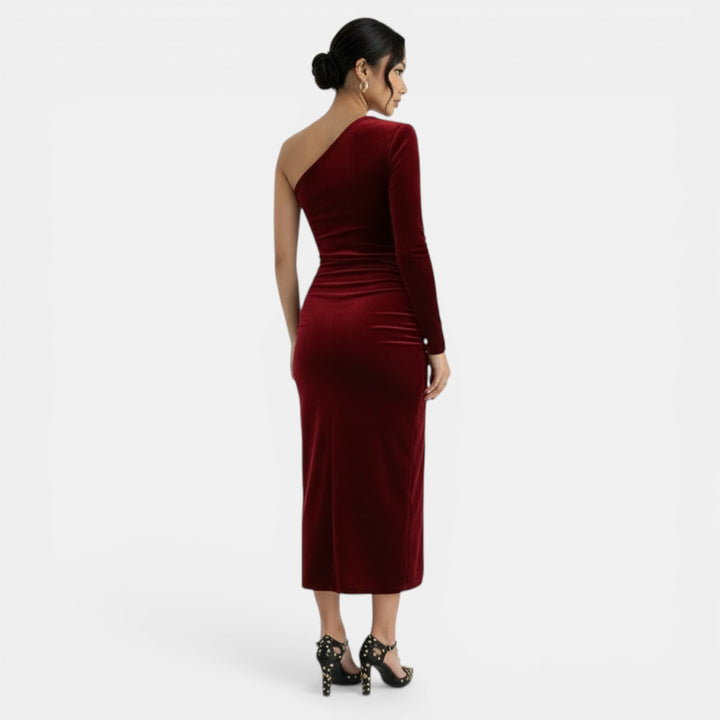 Vestido Elegante Pliegues y Abertura