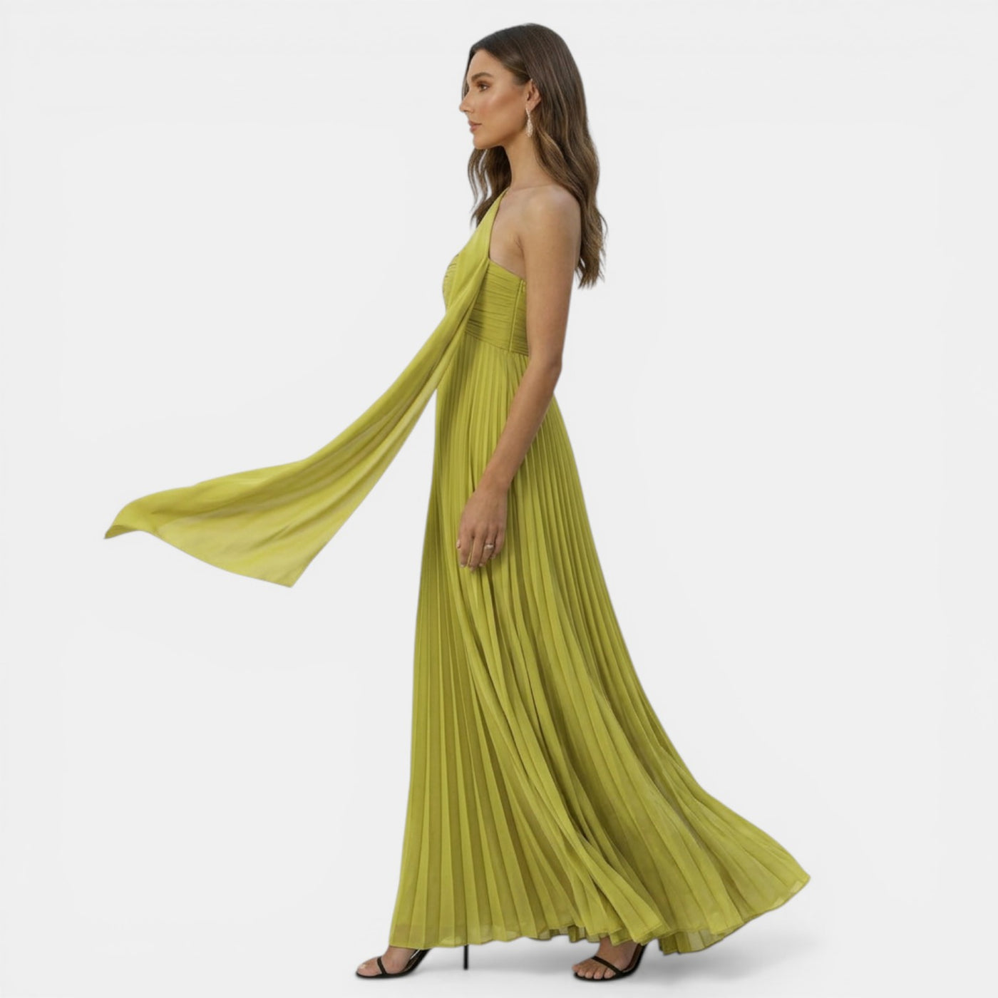 Vestido Mujer Palabra de Honor Plisado sin Mangas