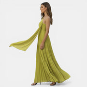 Vestido Mujer Palabra de Honor Plisado sin Mangas