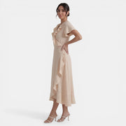 Women's V-Neck Ruffle Maxi Dress