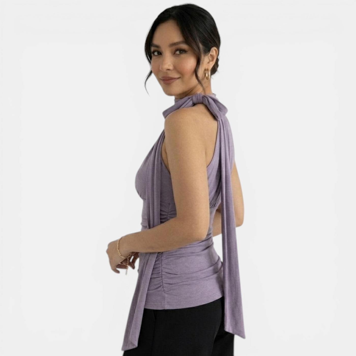 Blusa Plisada Mujer Elegante Violeta