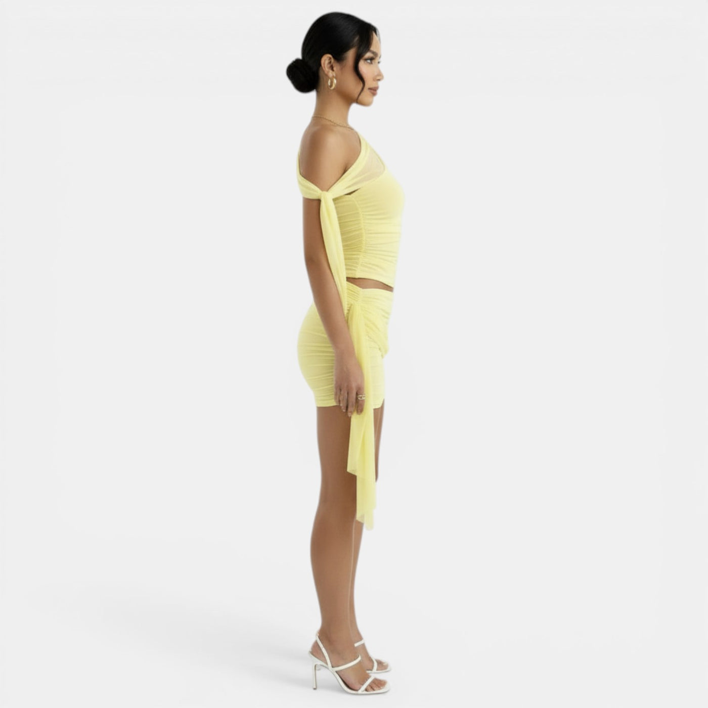 Conjunto Elegante Mujer Amarillo Plisado