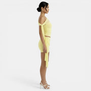 Conjunto Elegante Mujer Amarillo Plisado