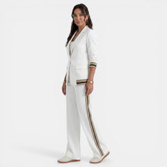 Women's Blazer and Wide Leg Pants Suit - Tailored 2-Piece Set