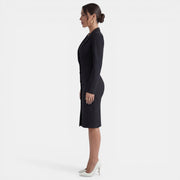 Vestido Midi Mujer Elegante – Vestido Blazer Entallado Botonadura Simple