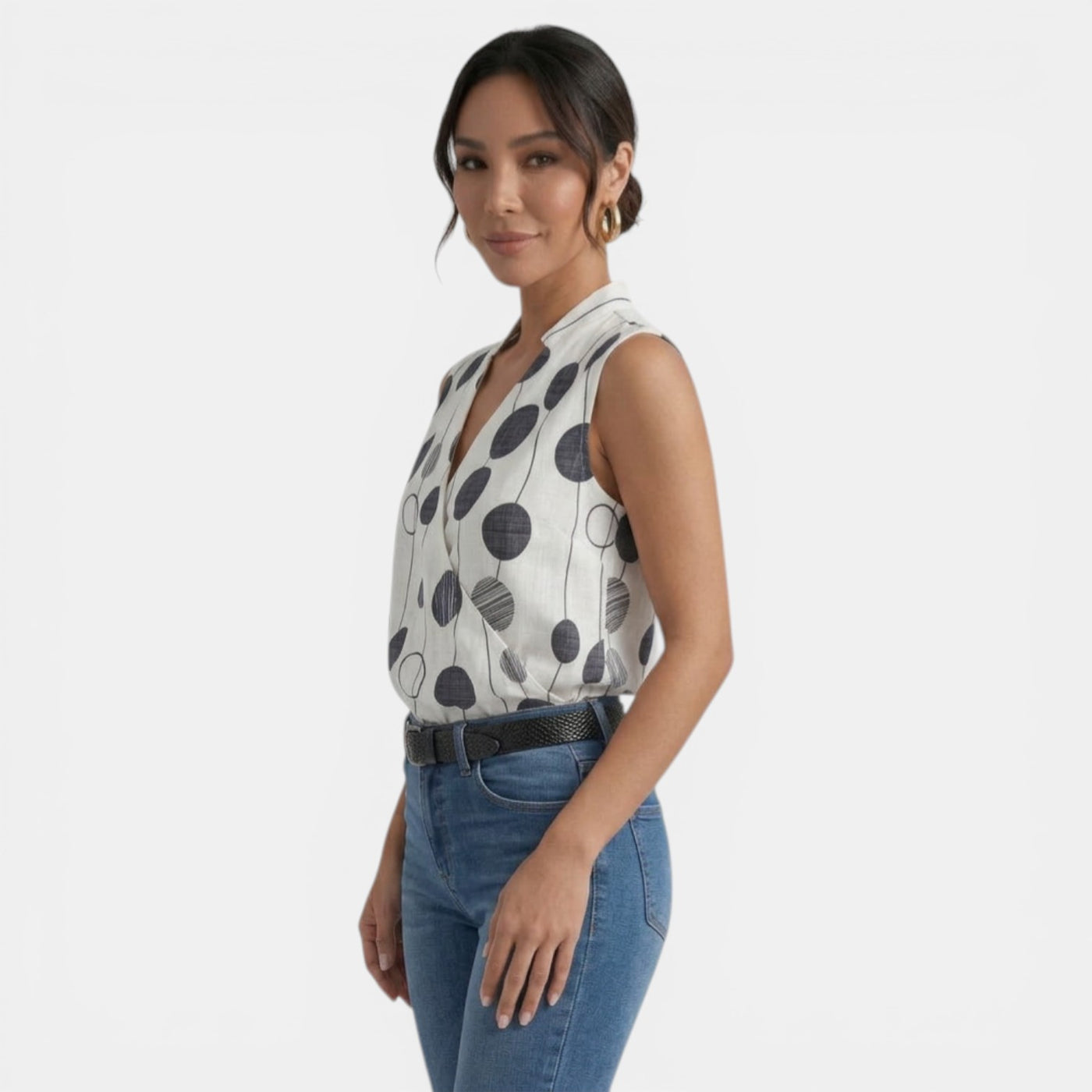 Women's Summer V-Neck Printed Top