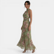Women's Green Floral Maxi Dress