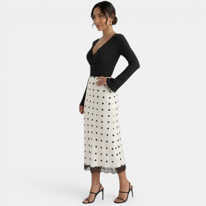 White Polka Dot Skirt for Women