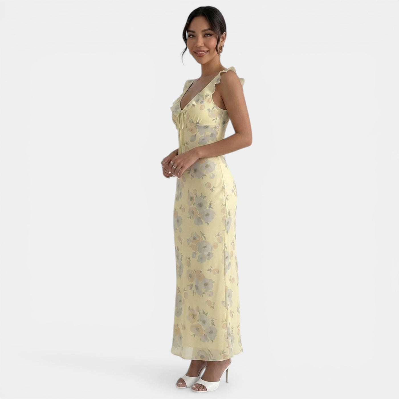 Women's Yellow Floral Maxi Dress