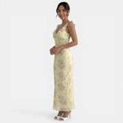 Women's Yellow Floral Maxi Dress