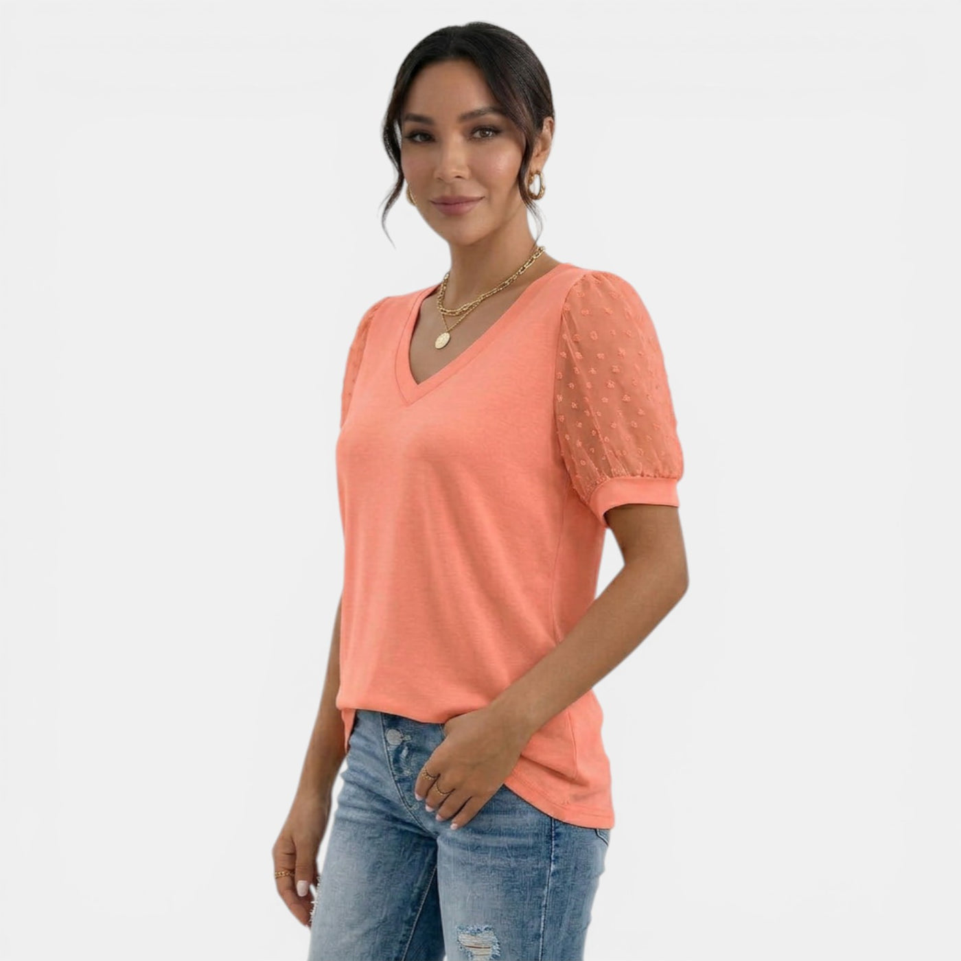 Women's Summer V-Neck Polka Dot Top