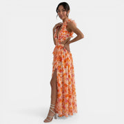 Floral Maxi Ruffle V-Neck Dress