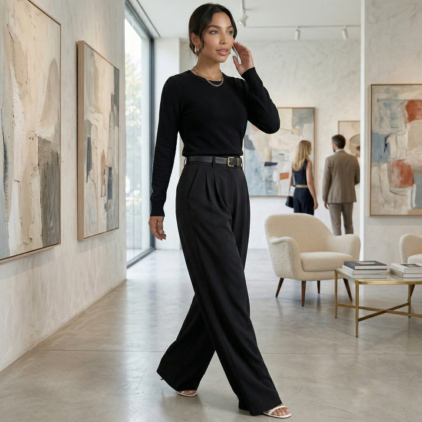 Women's Elegant High-Waisted Trousers