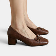 Women's Leather Mid-Heel Sandals
