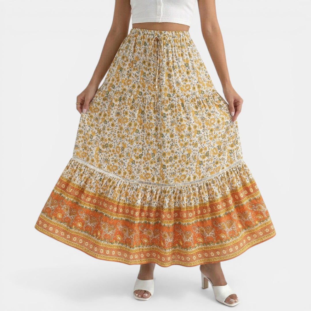 Falda Larga Boho Encaje Floral