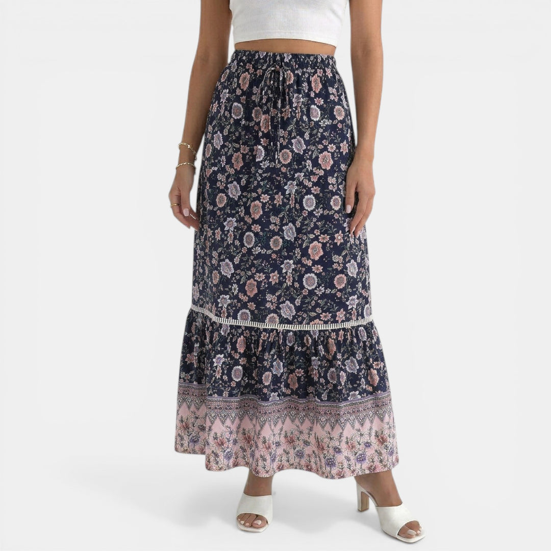 Falda Larga Boho Encaje Floral