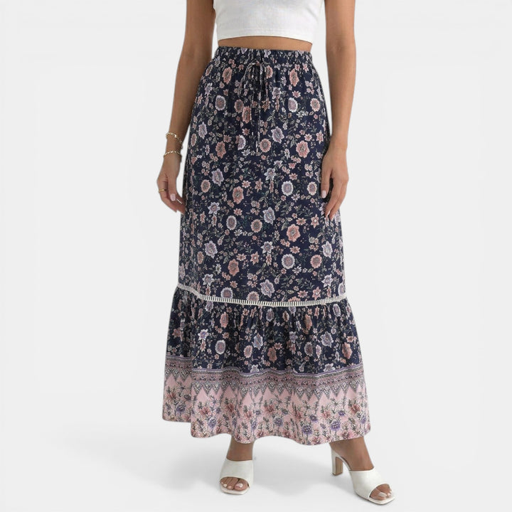 Falda Larga Boho Encaje Floral