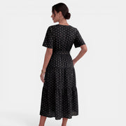 Women's V-Neck Polka Dot Midi Dress