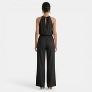 Women's Linen Cutout Halter Top and Wide-Leg Pants Set