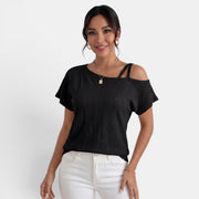 Women's One-Shoulder Eyelet Top