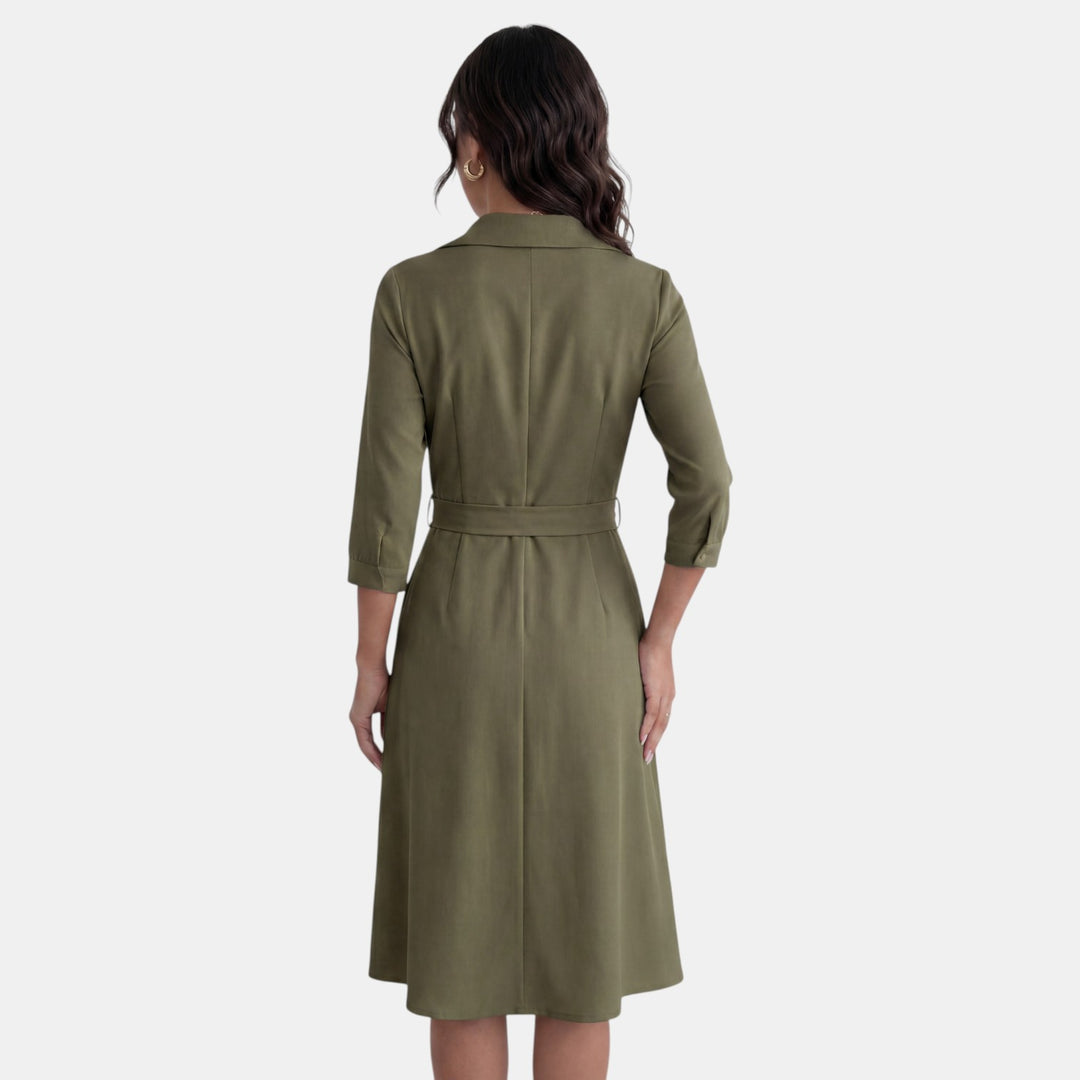 Vestido Midi Mujer Escote V Profundo