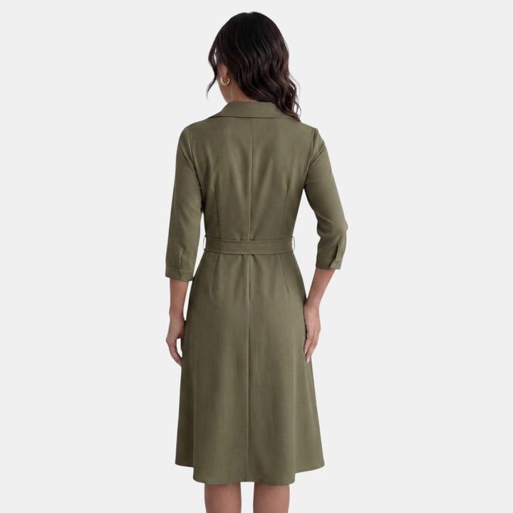 Vestido Midi Mujer Escote V Profundo