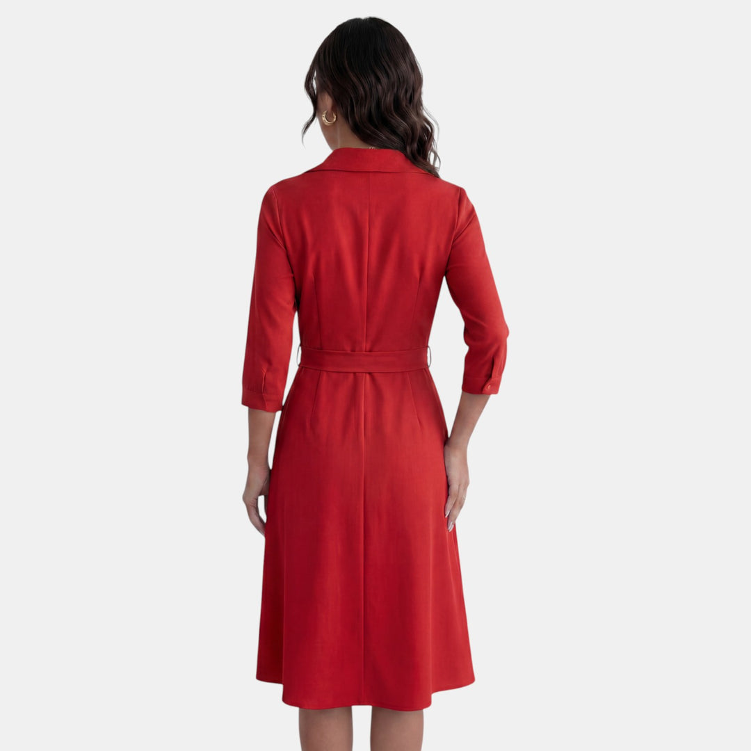 Vestido Midi Mujer Escote V Profundo
