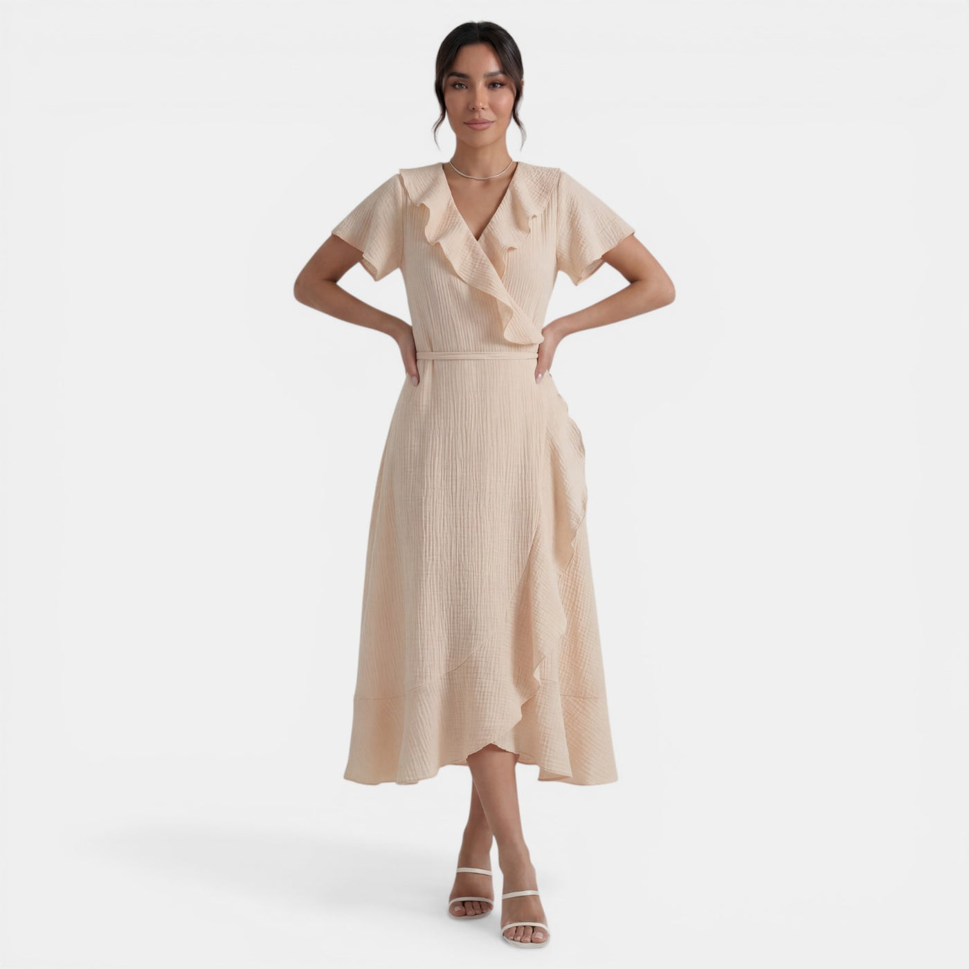 Women's V-Neck Ruffle Maxi Dress