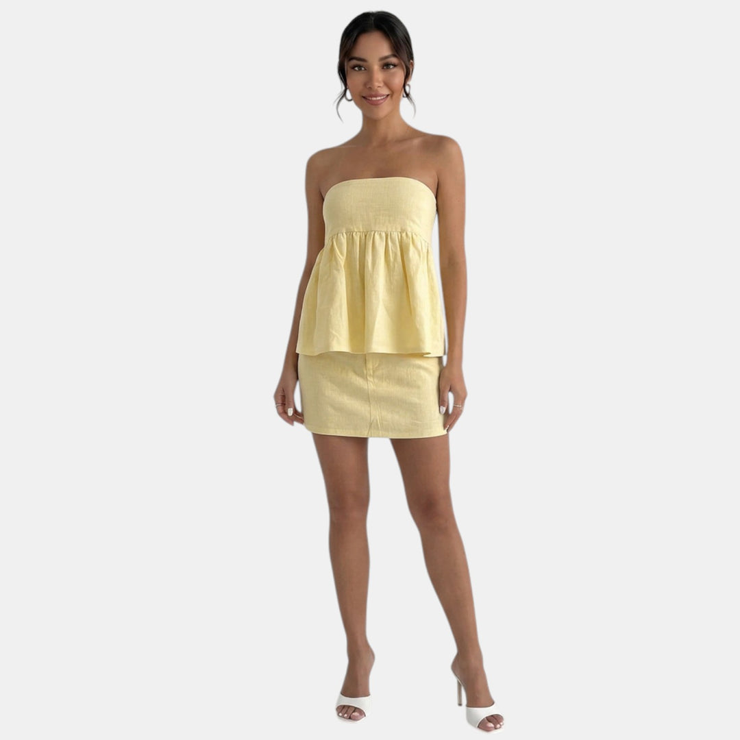 Conjunto Lino Amarillo Mujer