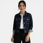Women's Cropped Blue Denim Jacket