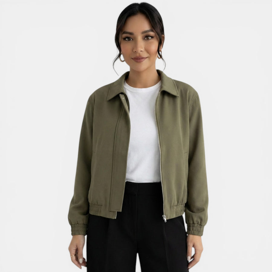 Chaqueta Verde Mujer Cremallera Elegante