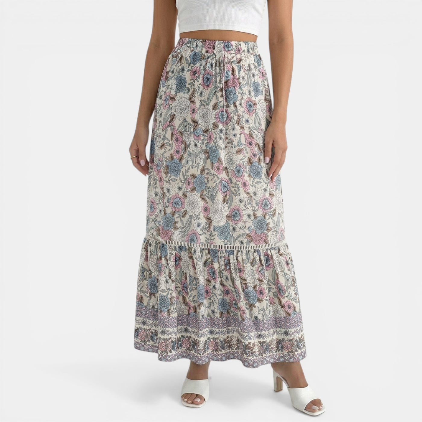 Boho Long Floral Lace Skirt