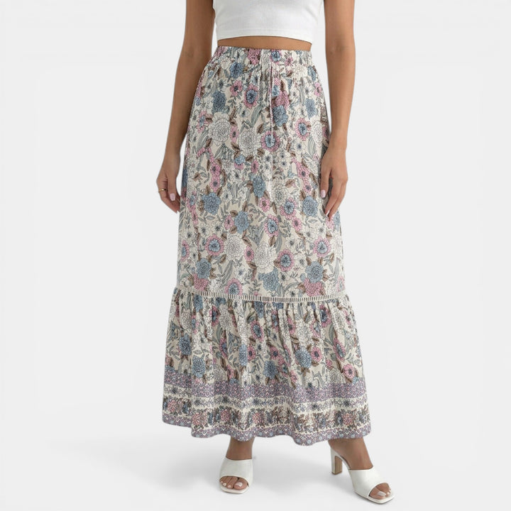 Falda Larga Boho Encaje Floral