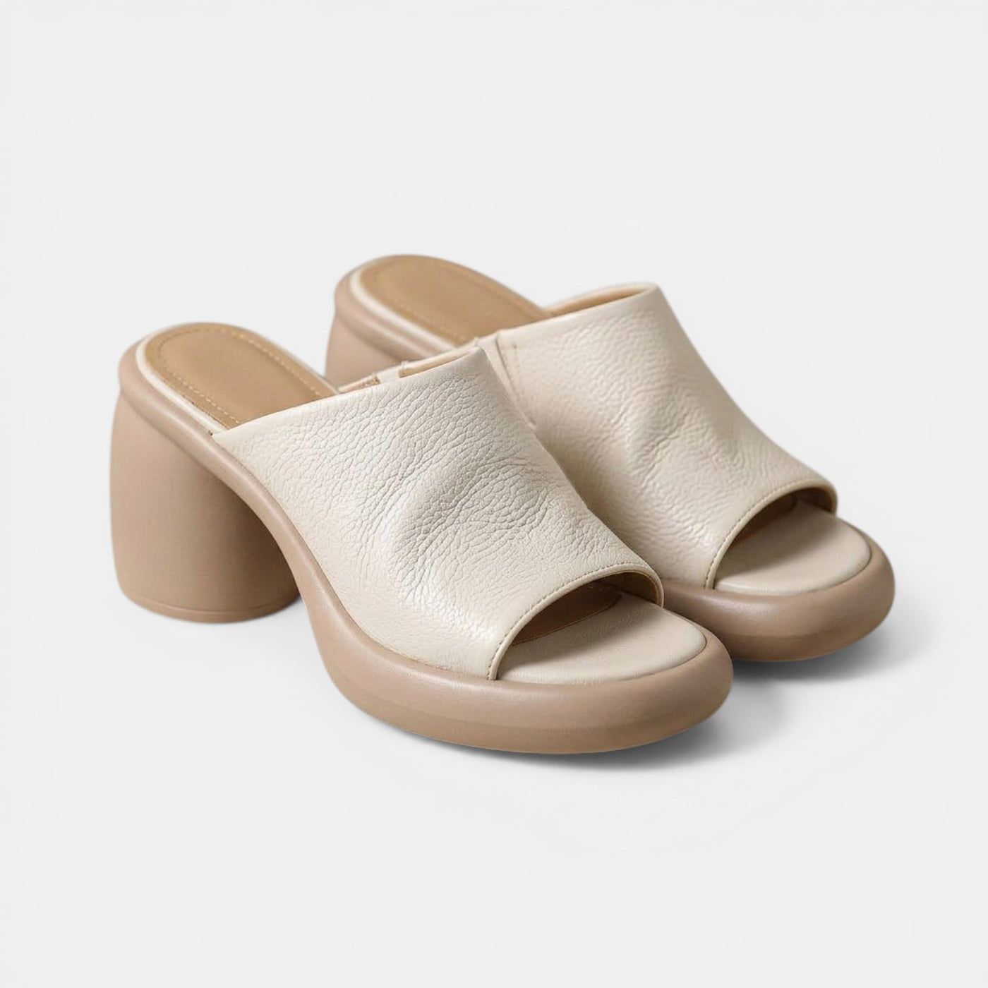 White Leather Platform Sandals