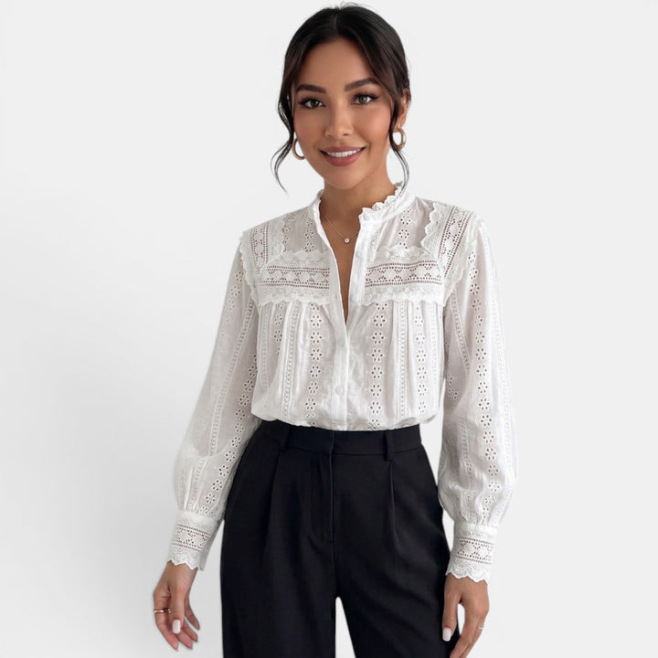 Embroidered White Blouse for Women, Summer