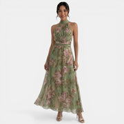 Women's Green Floral Maxi Dress
