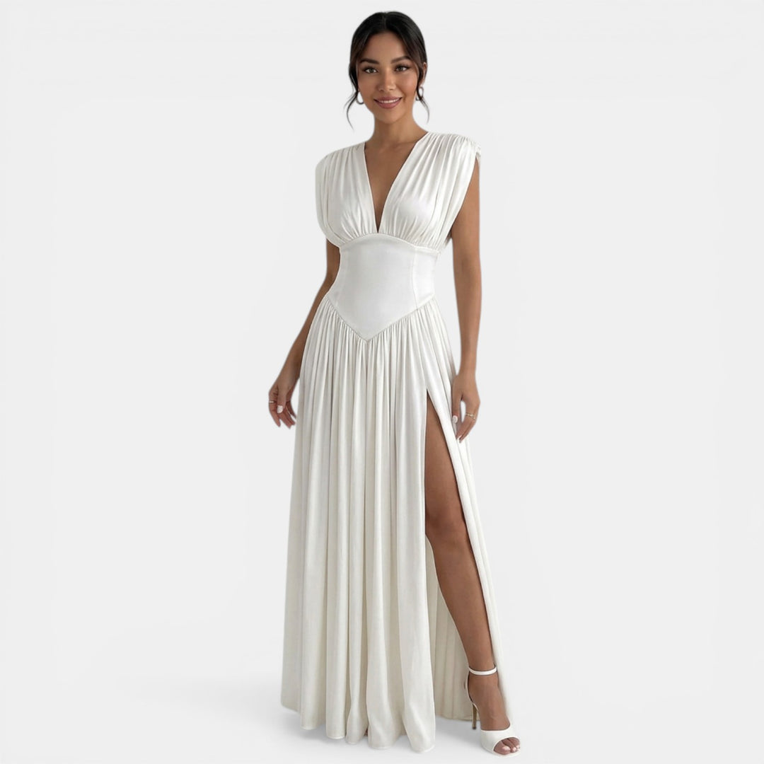 Vestido Maxi Mujer Blanco Elegante